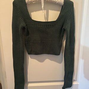 12th Tribe Dark Green Ribbed Sweater